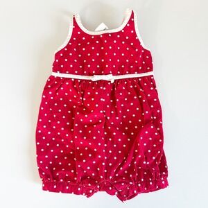 Gymboree Baby Girls Vintage Y2K 2001 Red Polka Dot Bubble Romper Size 3-6M